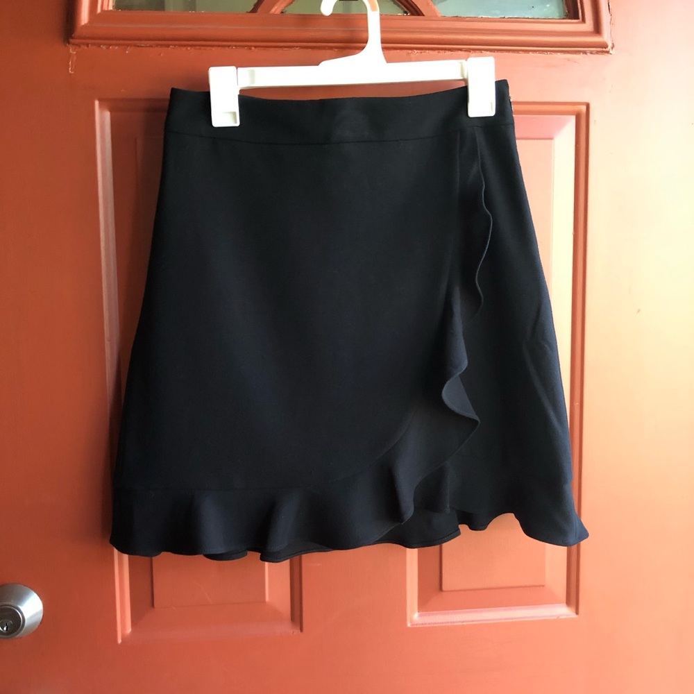Black ruffle wrap skirt
